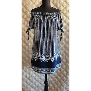 Xhilaration, med, navy/white off shoulder dress